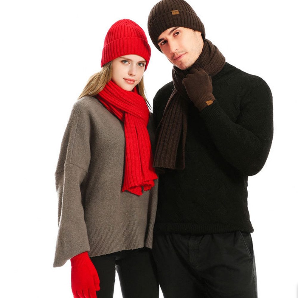 Bextsrack Mütze & Schal 3 Stück Mütze, Schal & Handschuh-Sets (Geschenkideen für Familie und Freunde zu Valentinstag und Geburtstag) Geeignet für Jugendliche, Menschen mittleren Alters und Senioren