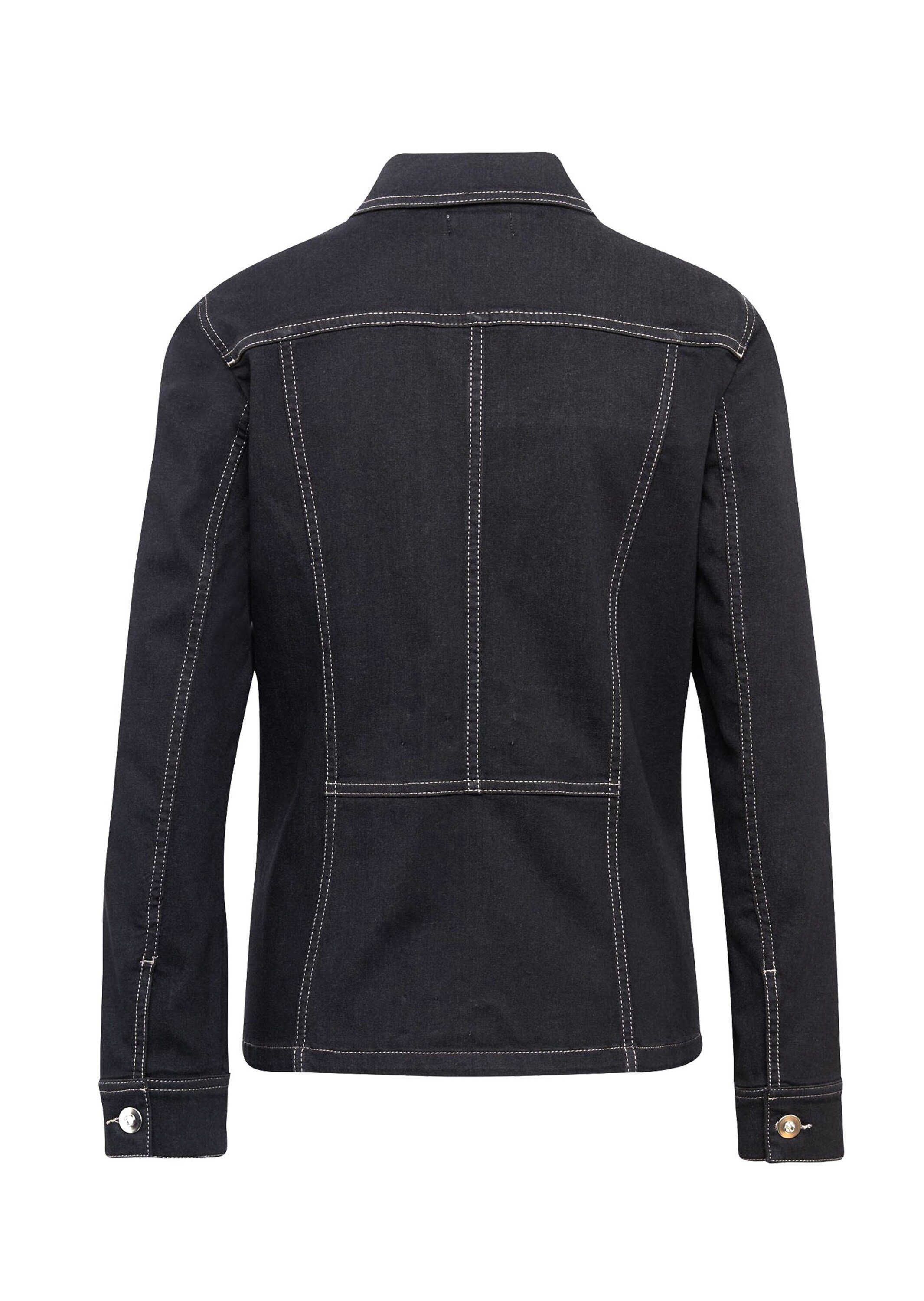 GOLDNER Outdoorjacke Kurzgröße: Zeitlose Jeansjacke aus Baumwolle Unifarbenes Design mit klassischem Hemdkragen und modernem Bund