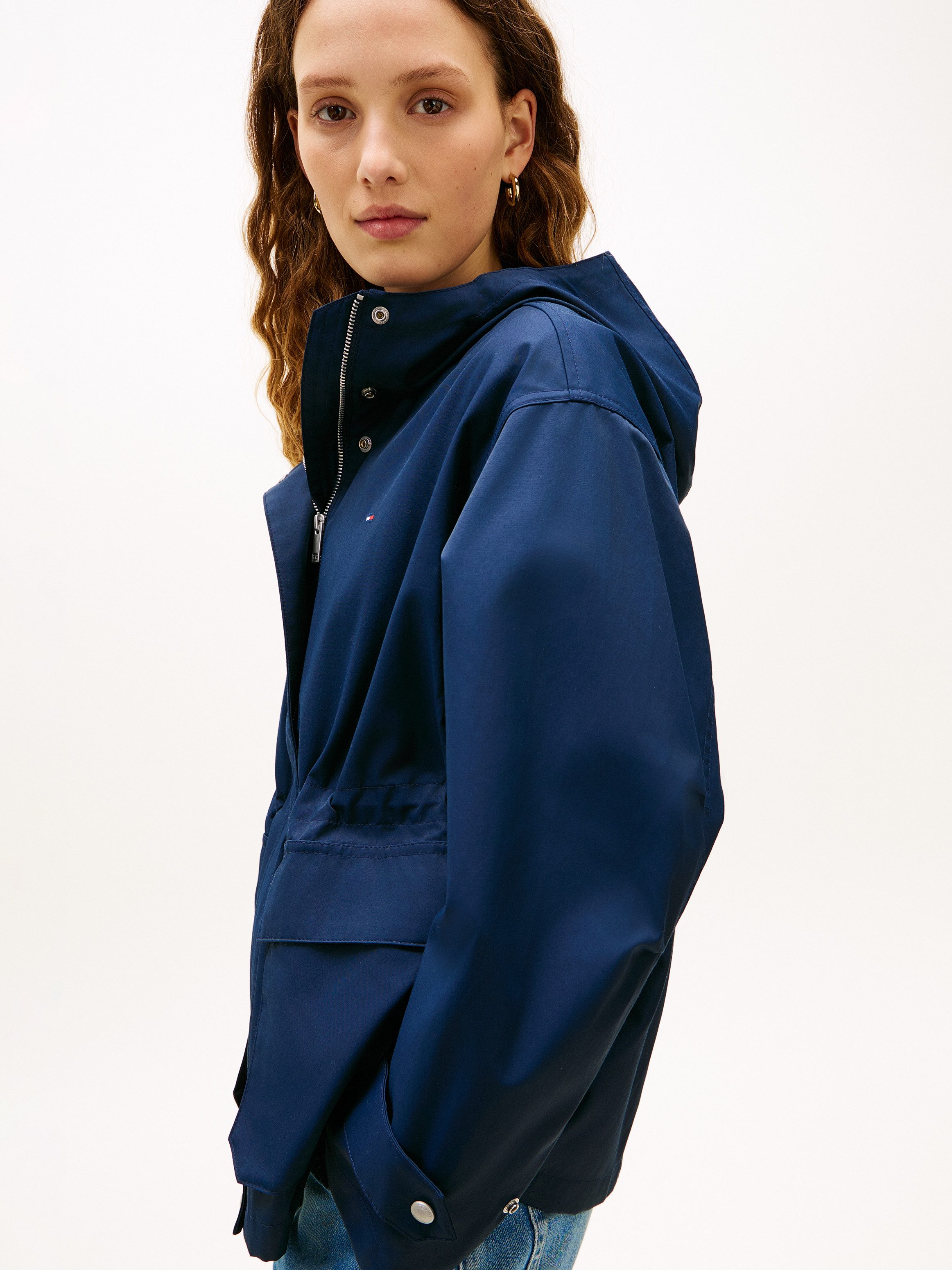 Tommy Hilfiger Outdoorjacke COTTON NYLON UTILITY SHORT PARKA mit verdecktem Reißverschluss