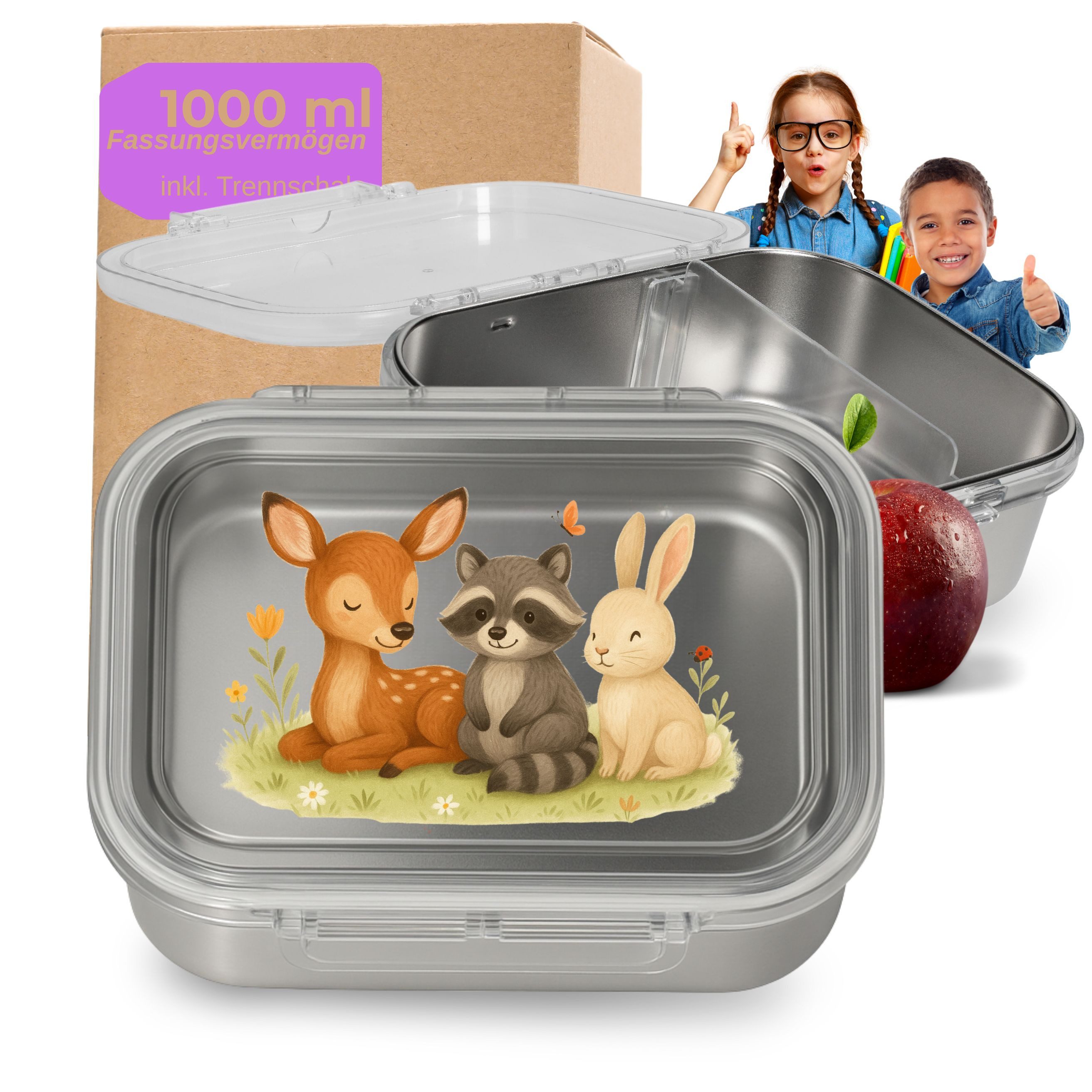 elasto Lunchbox Motiv Brotdose für Kinder 1000 ml für Schule und Kindergarten