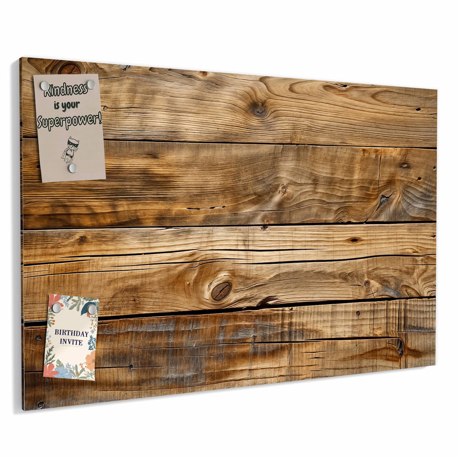 Primedeco Memoboard Metall Holzdielenmaserung – beschreibbar & magnetisch, (Inklusive Stift, Magnete und Montagematerial, 1-tlg., 9 verschiedene Größen), Magnetisch und Beschreibbar