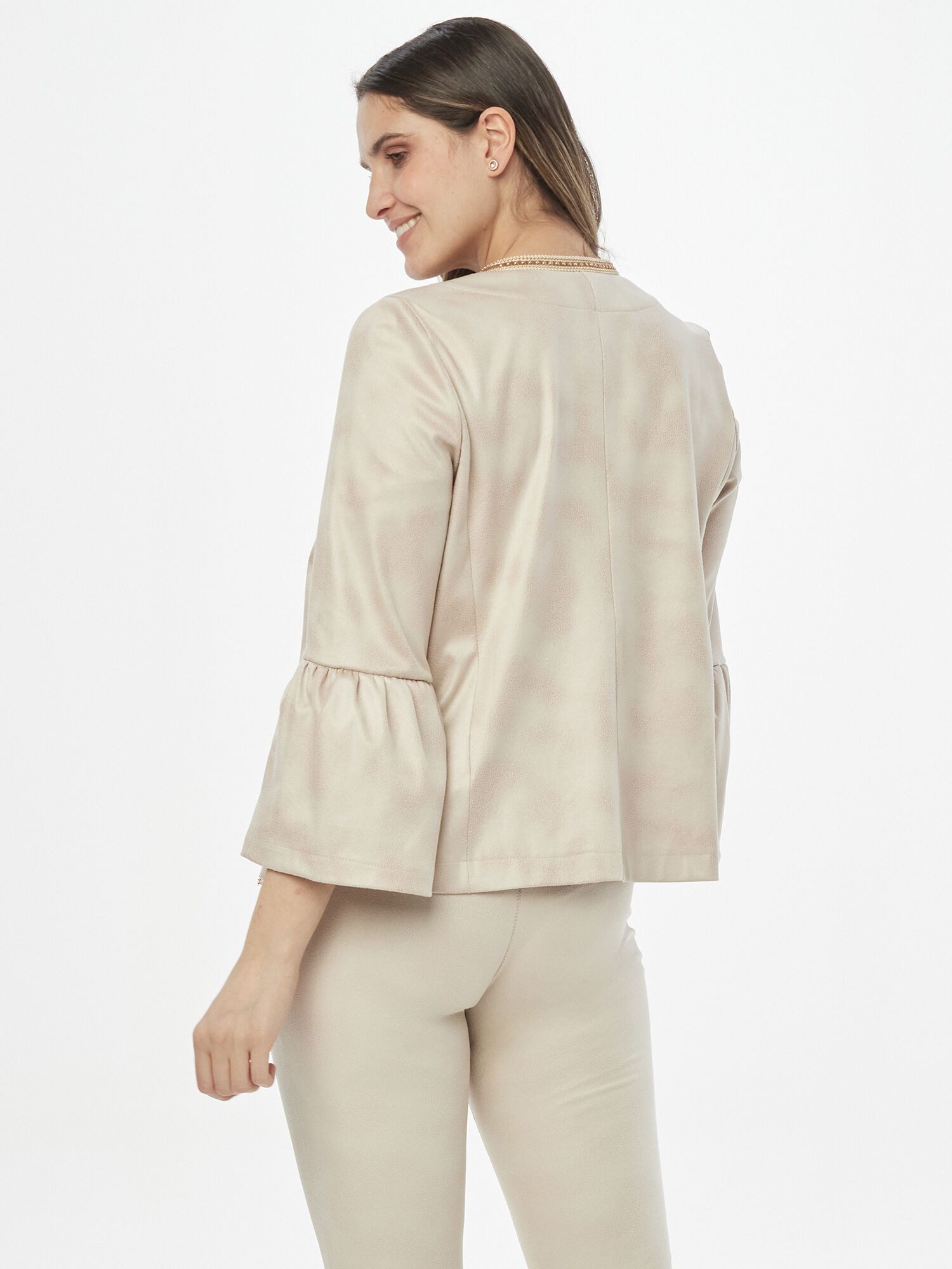 MONACO blue Jackenblazer Lederimitatjacke Figurbetont in Lammnappaoptik günstig online kaufen