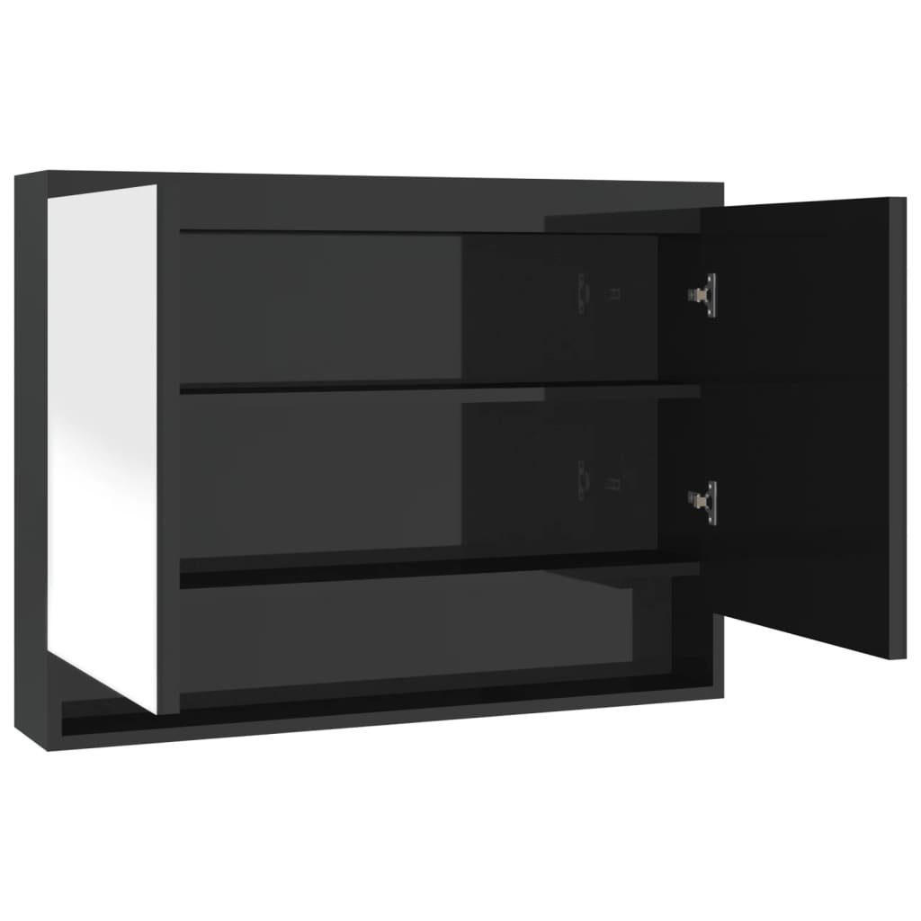 Schwarz fürs vidaXL Spiegelschrank cm Badezimmerspiegelschrank Hochglanz-Schwarz 80x15x60 Glänzend (1-St) Bad