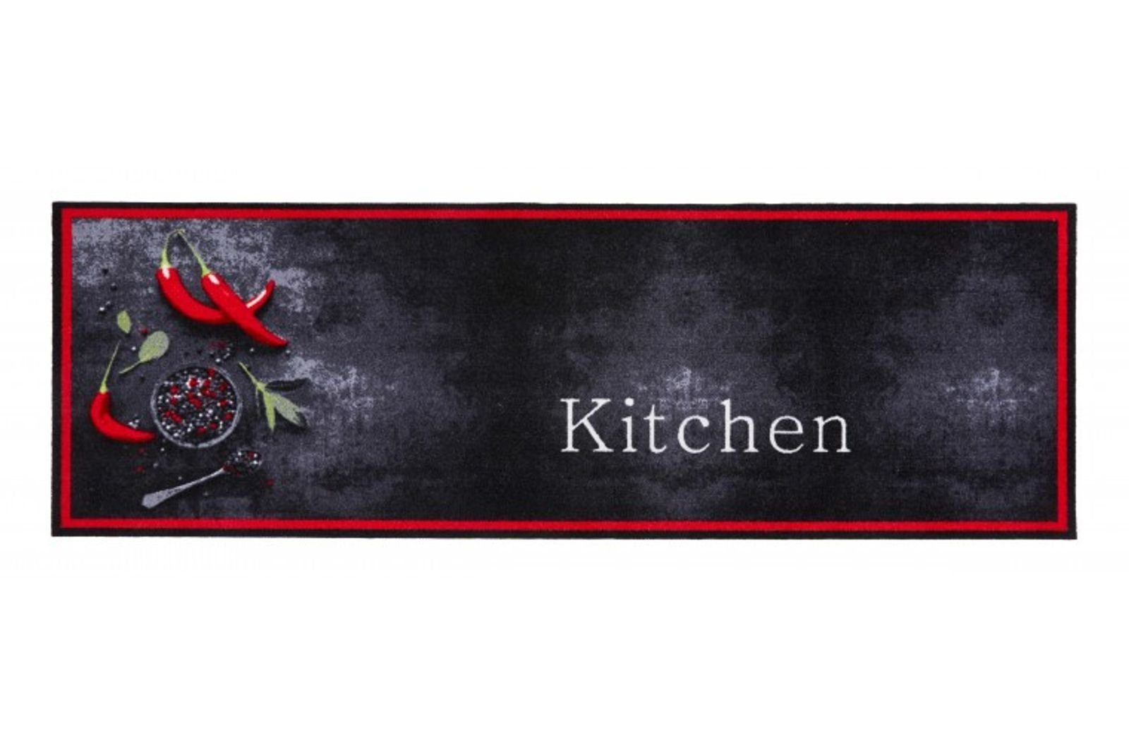 Läufer MD Entree Cook&Wash Eingangsmatte - Teppichmatte - Küchenteppich, MD Entree, rechteckig, Höhe: 5 mm, bei 30° waschbar, anti-rutsch, 50 x 150 cm, Spicy Kitchen, schwarz