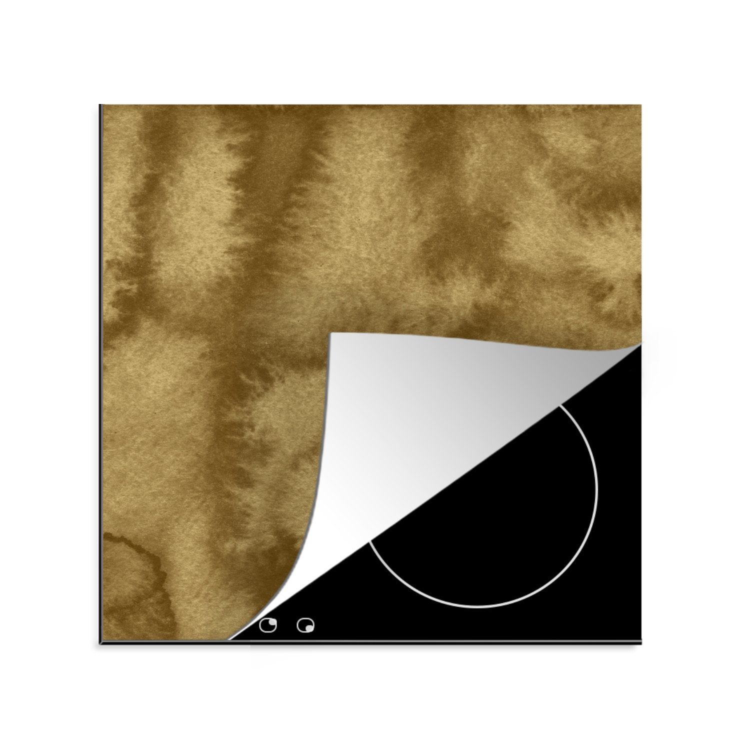 MuchoWow Herdblende-/Abdeckplatte Gold - Abstrakt - Farbe, Vinyl, (1 tlg), 78x78 cm, Ceranfeldabdeckung, Arbeitsplatte für küche