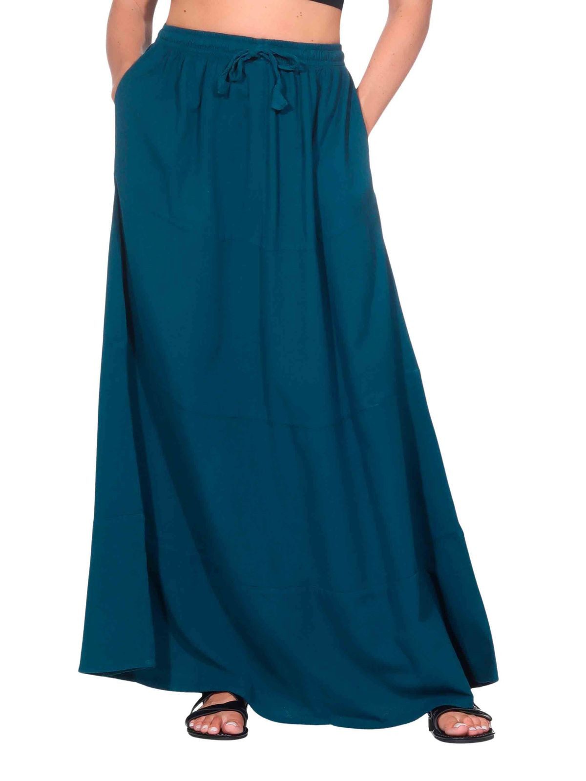 KUNST UND MAGIE Maxirock Sommerrock Damen Rock Baumwolle – Boho Maxirock elastische Taille