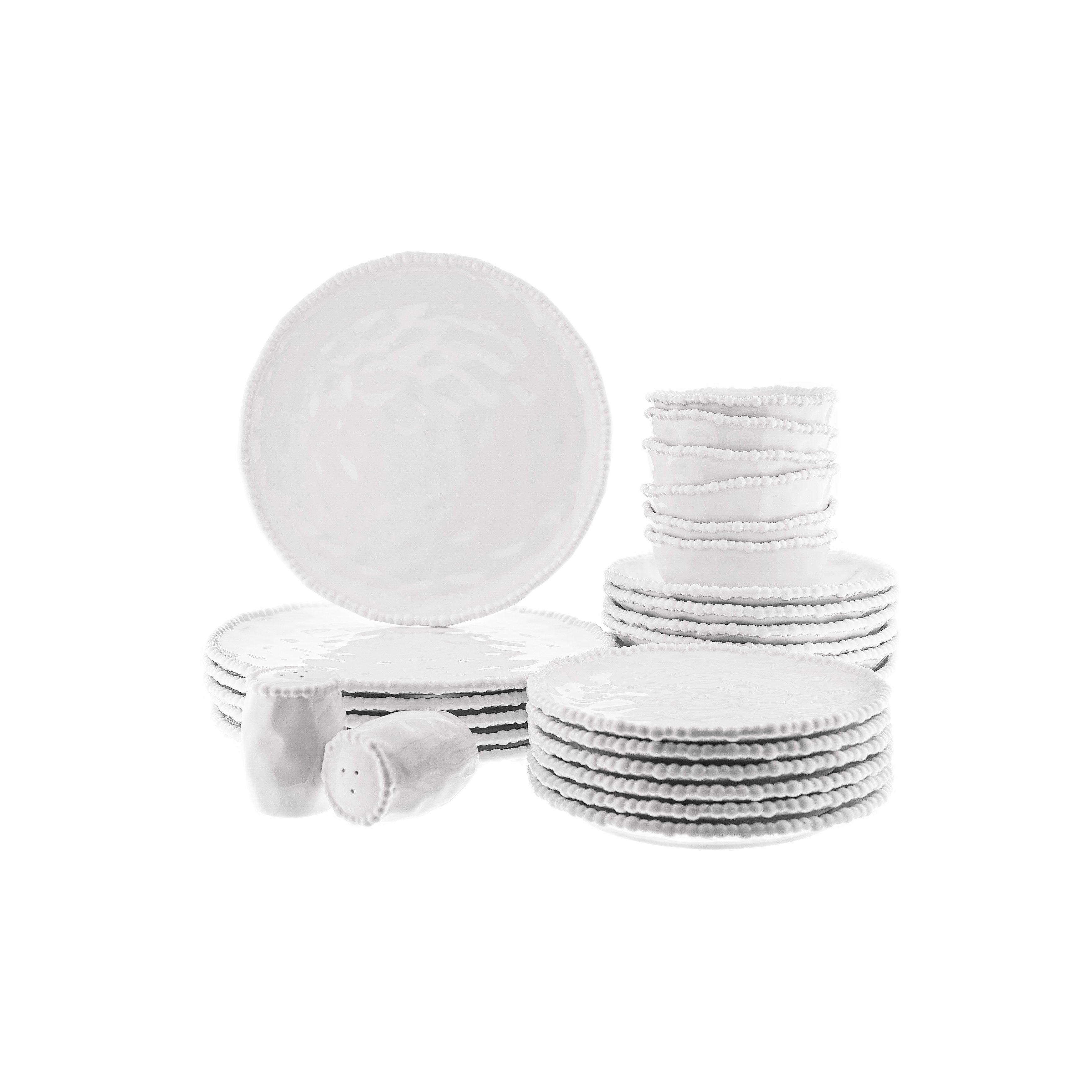 Almina Geschirr-Set Pearly 26-teiliges Tafelservice - Porzellan-Geschirrset für 6 Personen (26-tlg), 6 Personen, Porzellan, 26-teilig, für 6 Personen