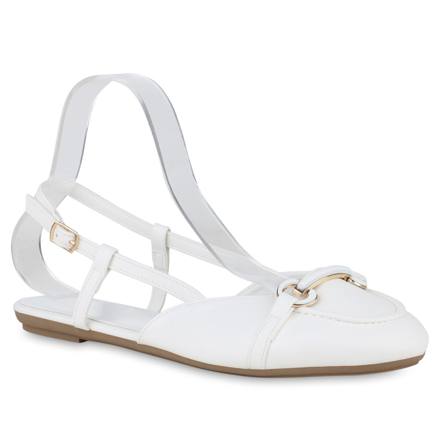 VAN HILL 841283 Ballerina Damen Übergrößen Sling Ballerina Basic Leder-Optik Freizeit