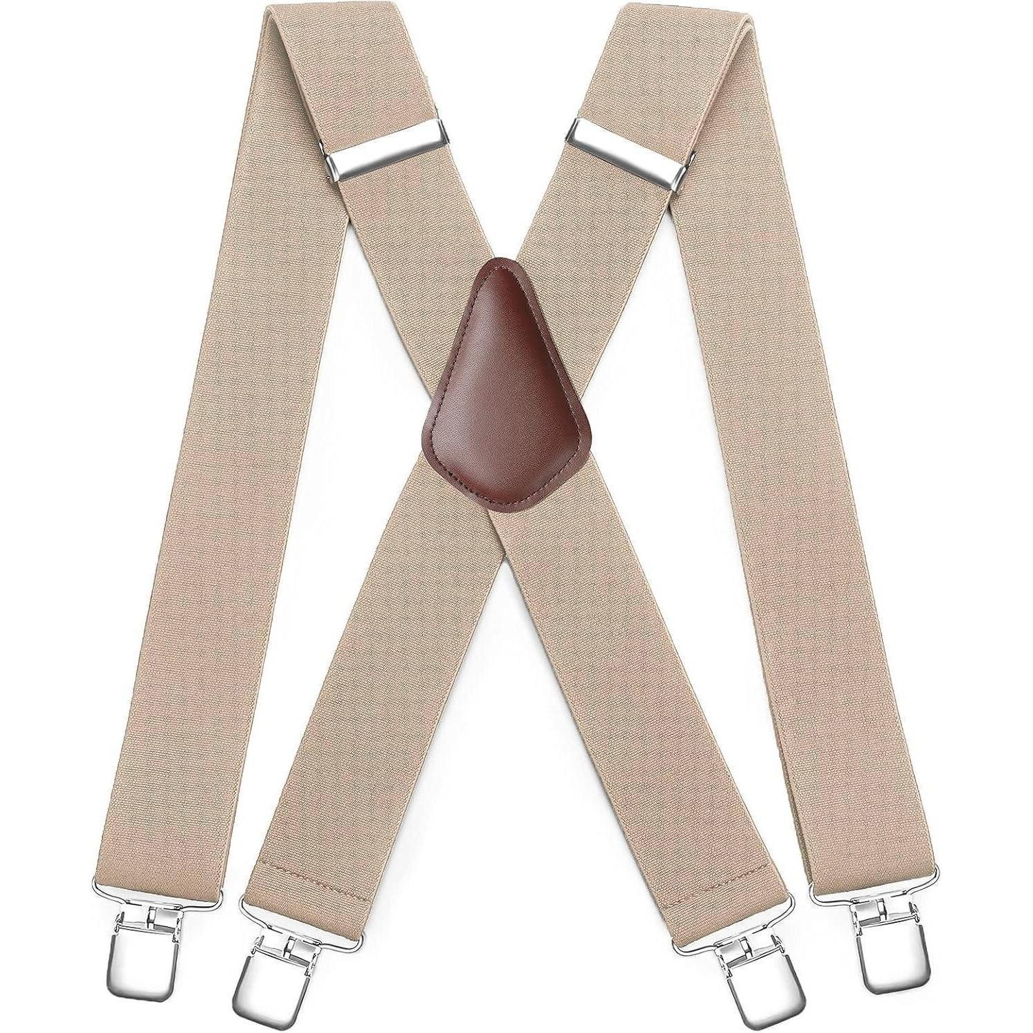 Hosenträger Hosenträger Herren 5cm 4 Metall Clip X Form Beige Einheitsgröße