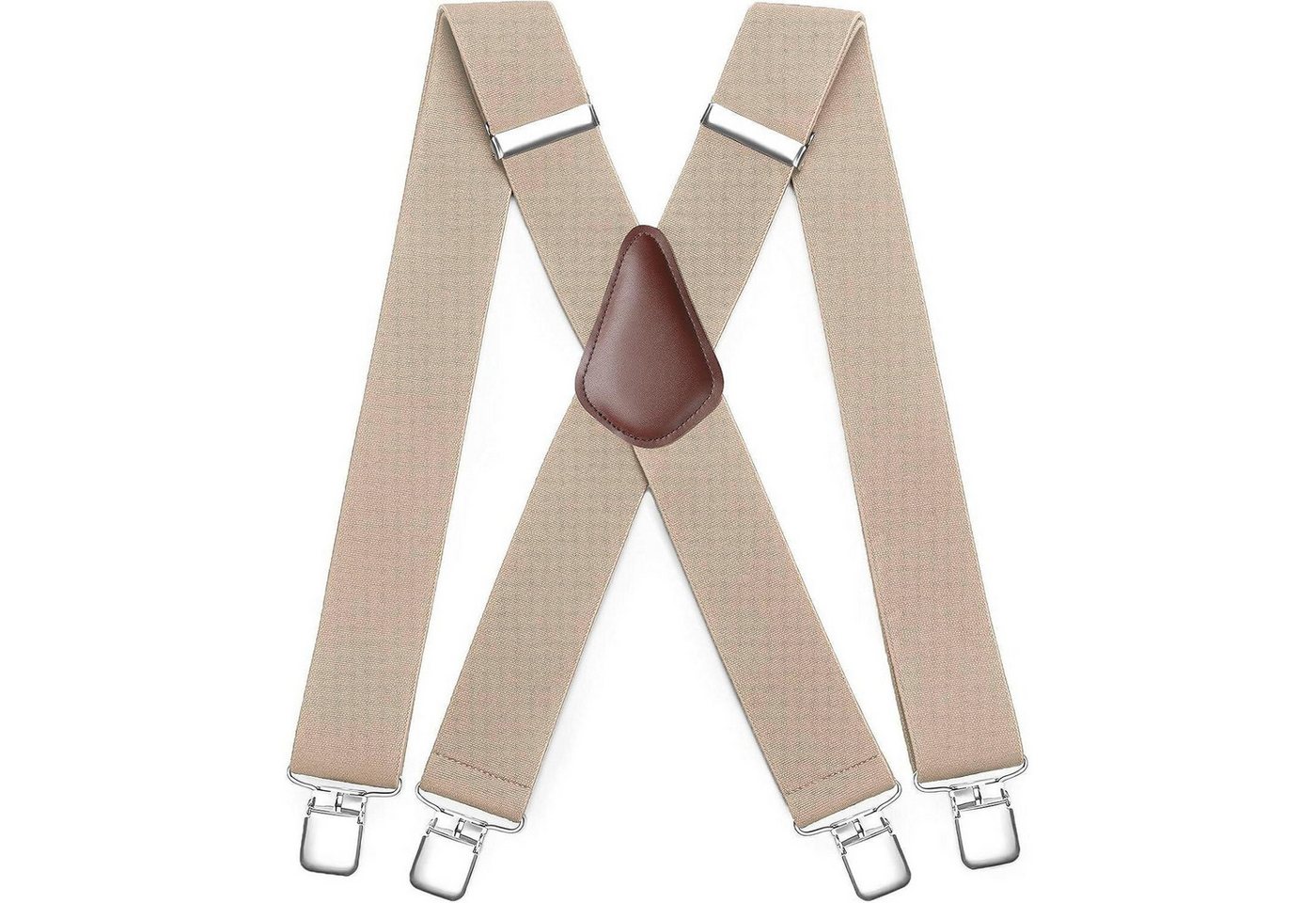 LuxusKollektion Hosenträger Hosenträger Herren 5cm 4 Metall Clip X Form Beige Einheitsgröße