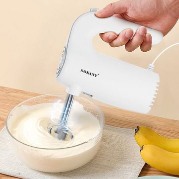 SOKANY Handmixer 956, 500 W, Automatischer Mixer Rührbesen Schneebesen 5 Geschwindigkeit mit 2 Typen von Mixstäben für Rühren Pürieren Kinderlebensmittel Eier Kreme