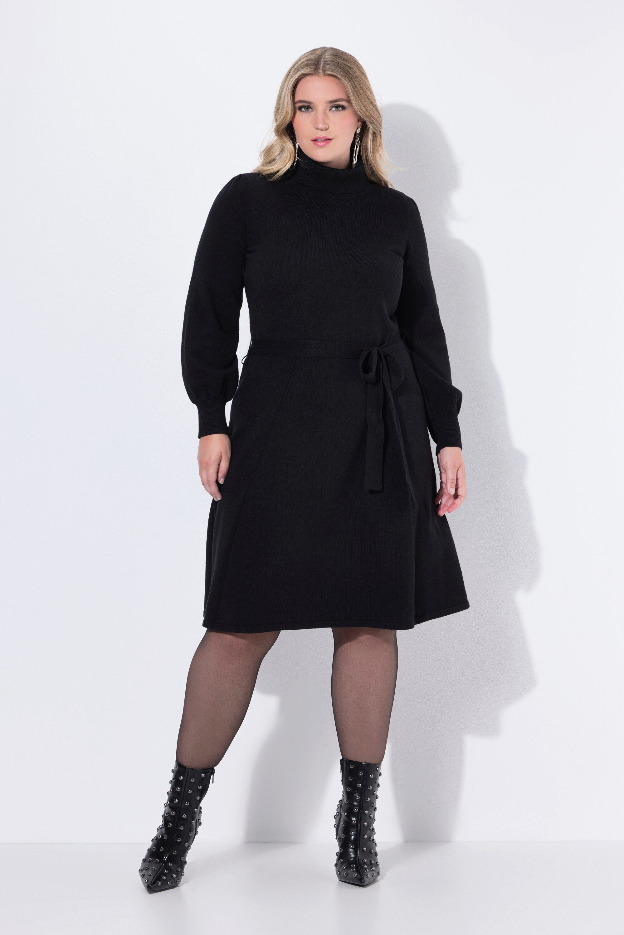 MIAMODA Strickkleid Strickkleid Midilänge Rollkragen Taillengürtel günstig online kaufen