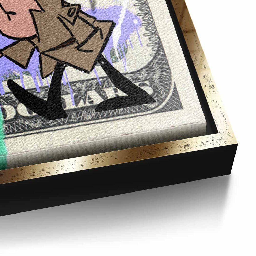 Dollar DOTCOMCANVAS® 100 rosarote Panther Panther Geld Leinwandbild, Rahmen Panorama silberner Leinwandbild Der