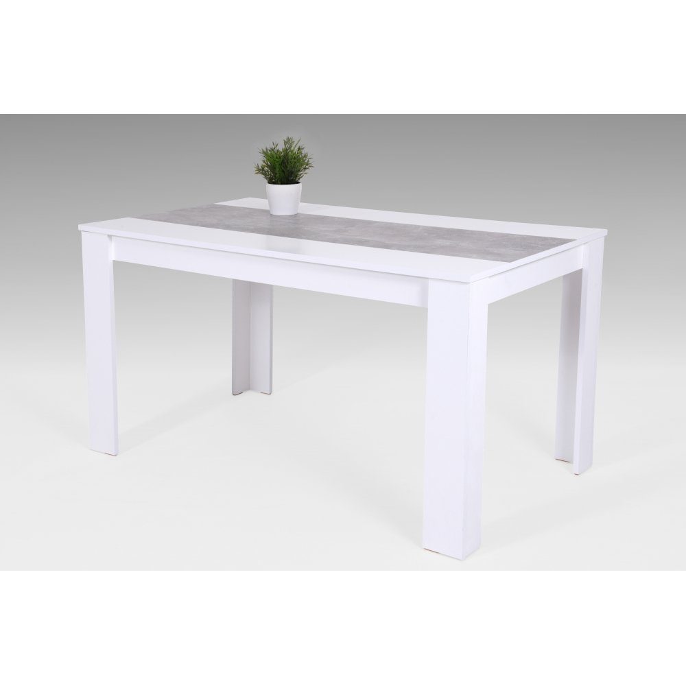 HELA Esstisch Tisch Küchentisch Speisezimmer Esstisch Vierfusstisch LILO weiss / beton grau ca. 140x80 cm