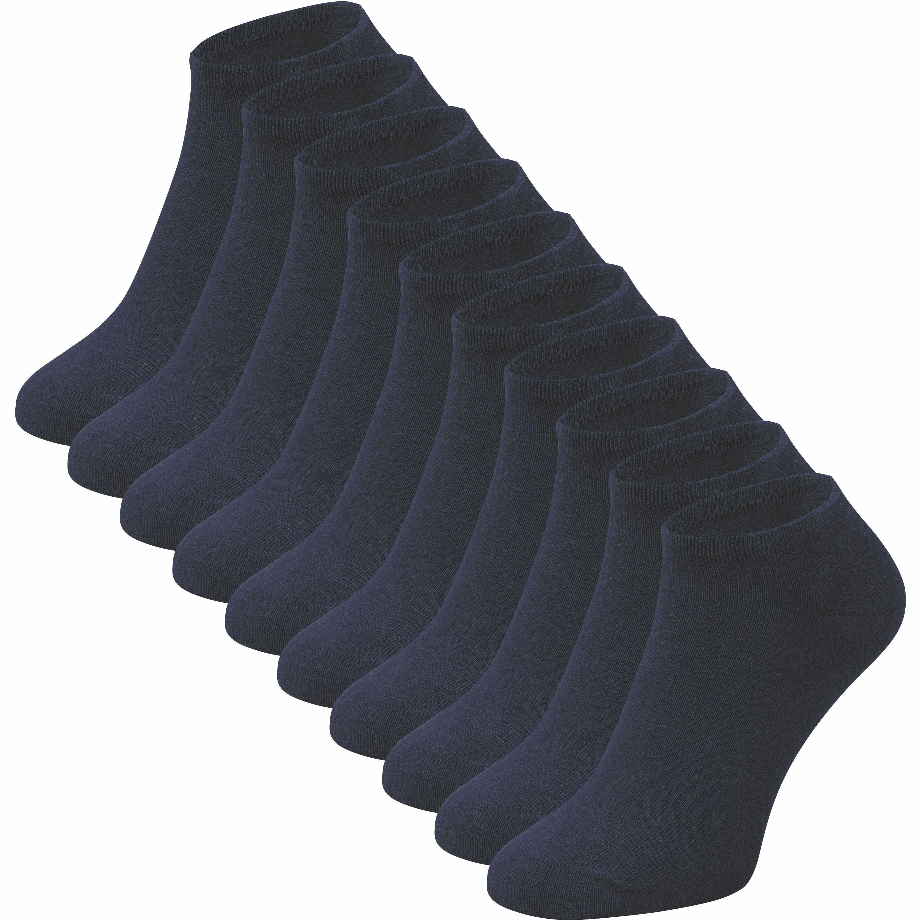 ca·wa·so Sneakersocken für Damen & Herren mit Baumwolle in schwarz, weiß, grau, blau & natur (10 Paar) Kein Verrutschen dank Bündchen - ohne drückende Naht - extra weich