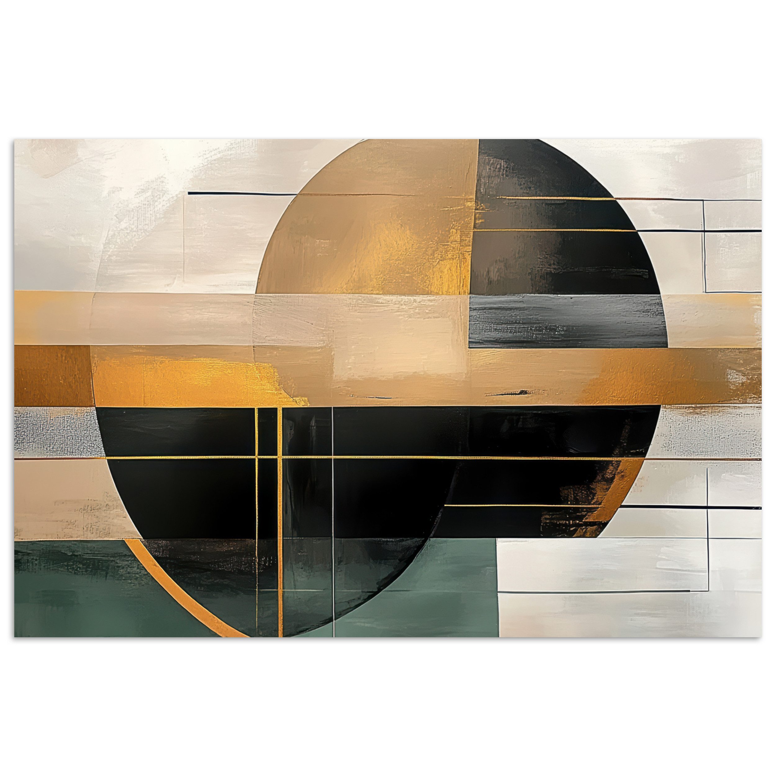 MuchoWow Poster Abstrakt - Gold - Bronze - Grün - Formen - Modern, (1 St), Poster ohne Rahmen, Wandbild, Wandposter, 30x20 cm
