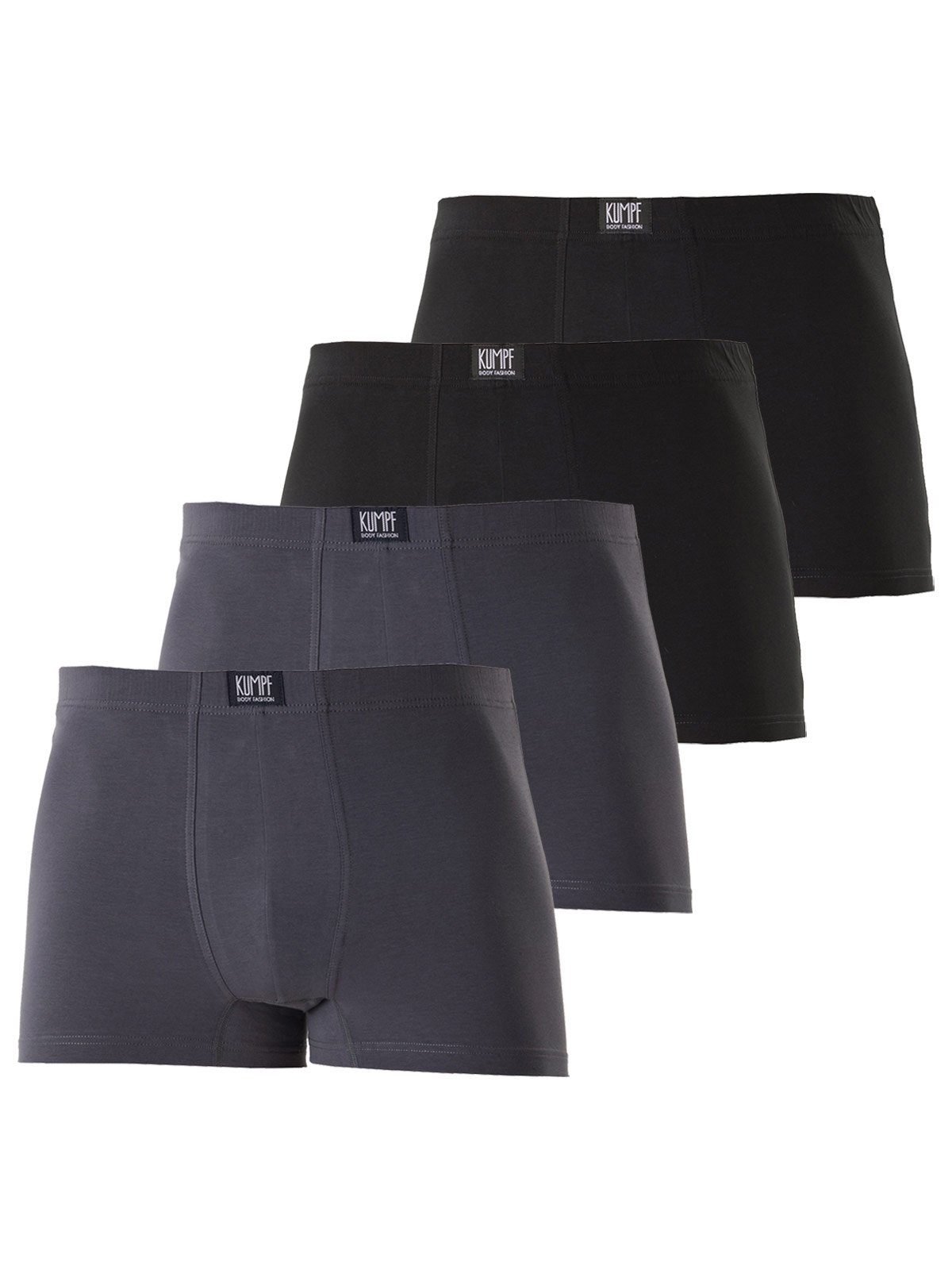 KUMPF Retro Pants 4er Sparpack Herren Pants Bio Cotton (Spar-Set, 4-St) hohe Markenqualität mittelgrau schwarz
