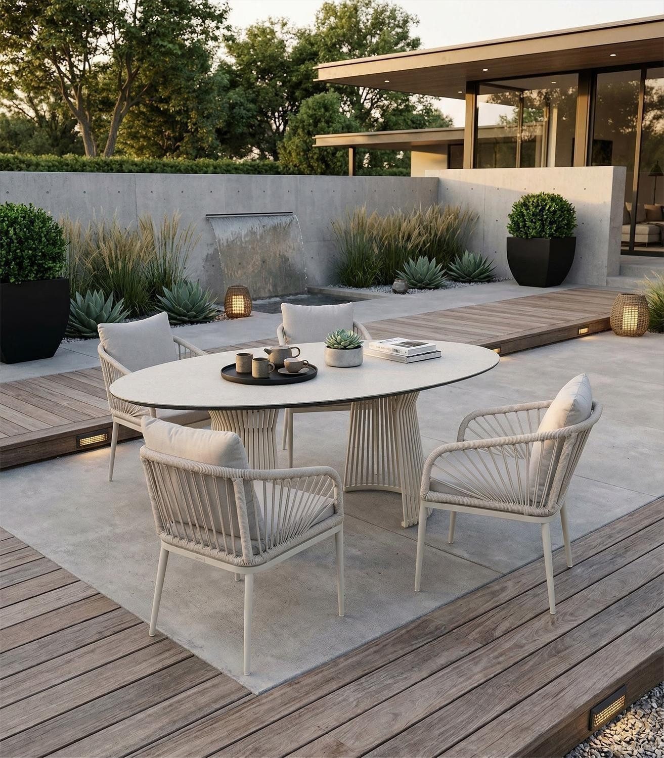 NIEHOFF SITZMÖBEL Gartentisch NOVARA, Grau, Sandgrau, Aluminium, HPL, Oval, B 200 x H 76 x T 110 cm