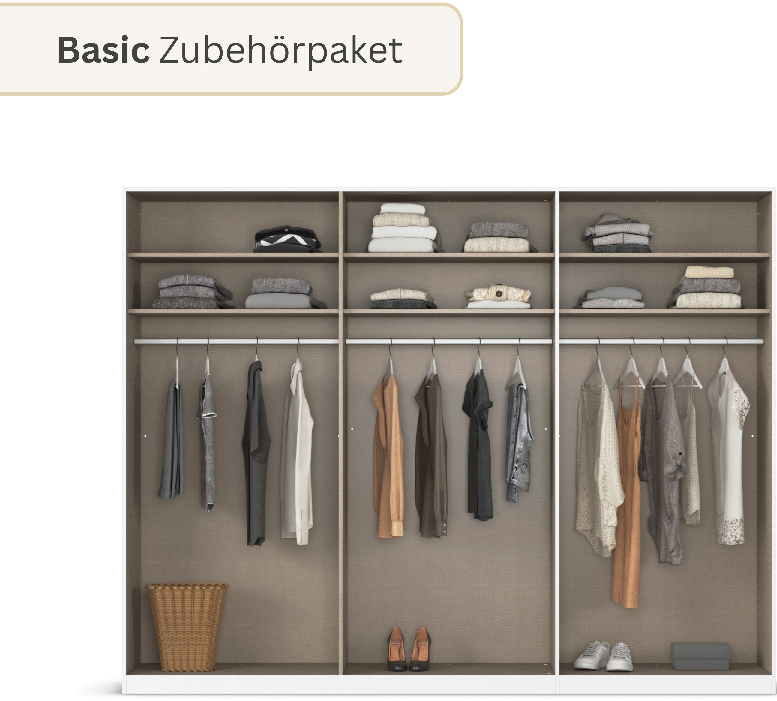 rauch Drehtürenschrank Kleiderschrank Schrank Garderobe Wäscheschrank BESTSELLER MONTCLAR (3 Ausstattungen BASIC/CLASSIC/PREMIUM (SOFT-CLOSE), Breiten 201-400 c – Bild 4 von 5