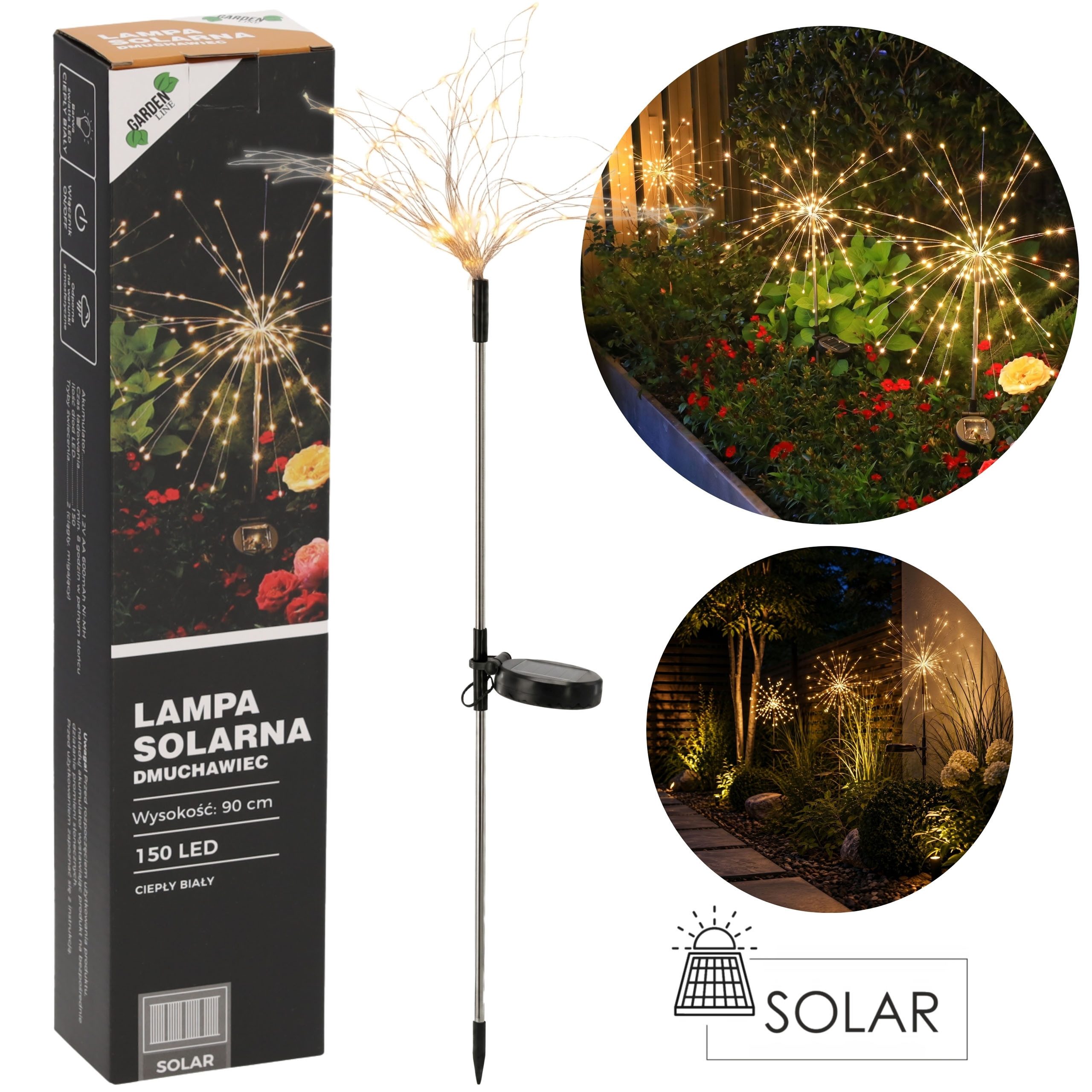Sarcia.eu LED Laterne Solar-Gartenlampe Pusteblume, LED-Gartendeko, warmweiß, 90 cm