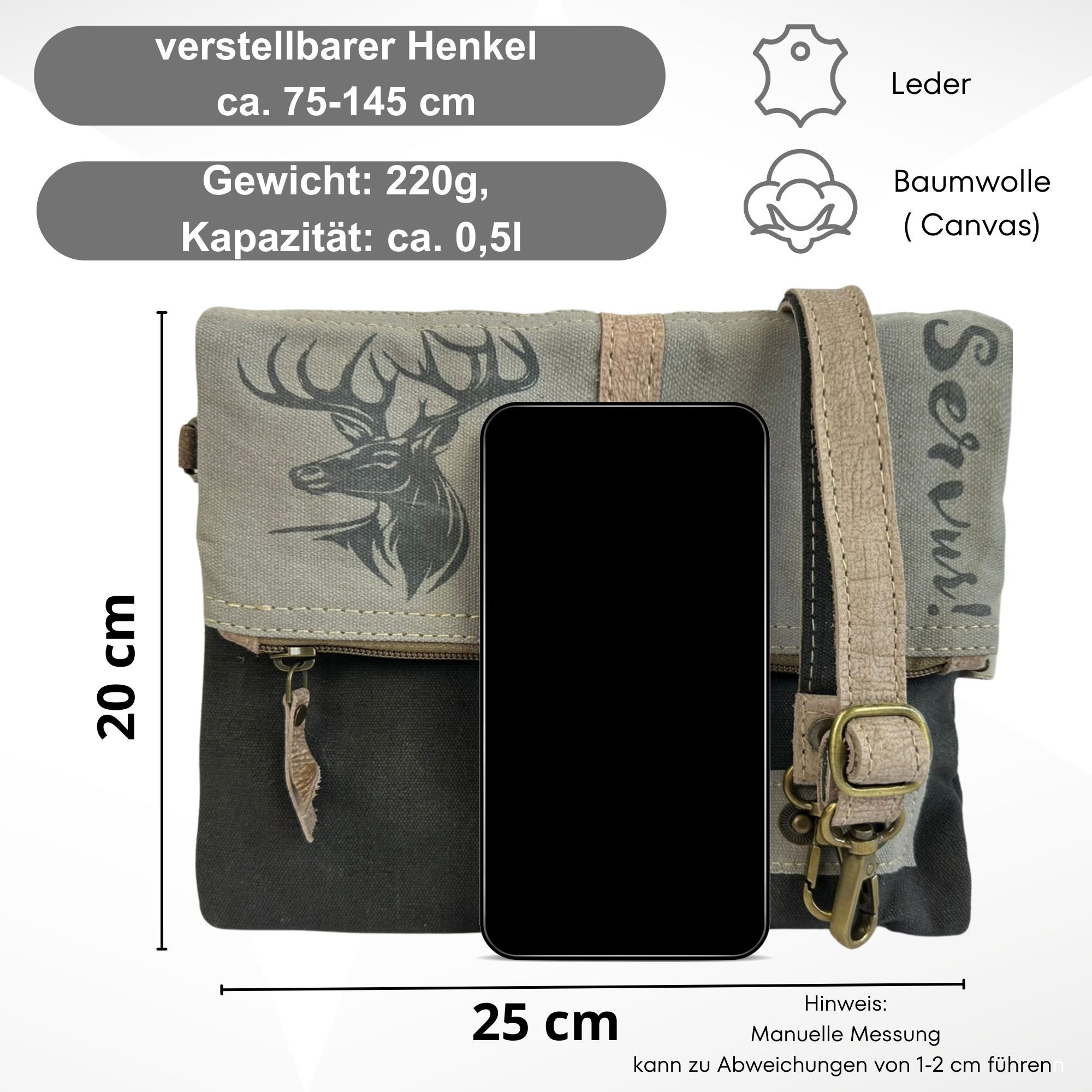 Domelo Trachtentasche Domelo Trachtentasche Canvas Dirndl Tasche Vintage Umhängetasche, Vintage Trachtenmotiven Aufdruck – Bild 2 von 5