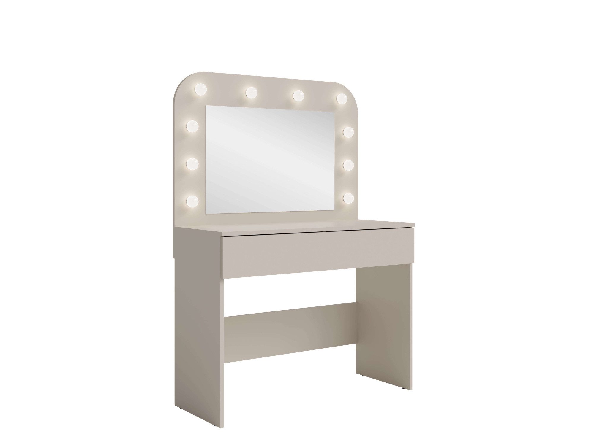 OTTO home Schminktisch NANCY,BE A STAR! Hollywood Spiegel+Beleuchtung, Schublade Soft Close (B/T/H: 100/42,5/142cm, Farbei Kaschmir Beige), Kosmetiktisch mit viel Stauraum, LED, Soft-Close