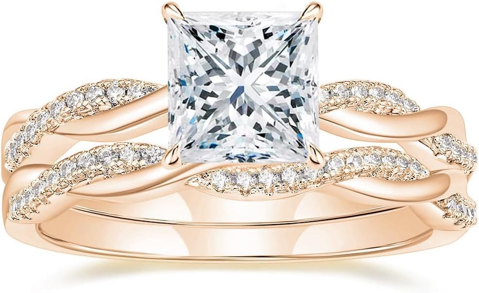 Jumpeak Diamantring 585 Gold, 2 Karat Prinzessschliff, Damenring mit echtem Diamant, E, vs1, 2EX, IGI-Zertifikat Damen-Diamantring, Hochzeitsgeschenk