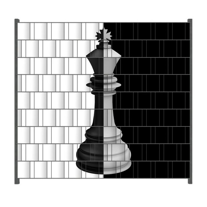 Wallario Sichtschutzstreifen Schachfigur schwarz-weiß