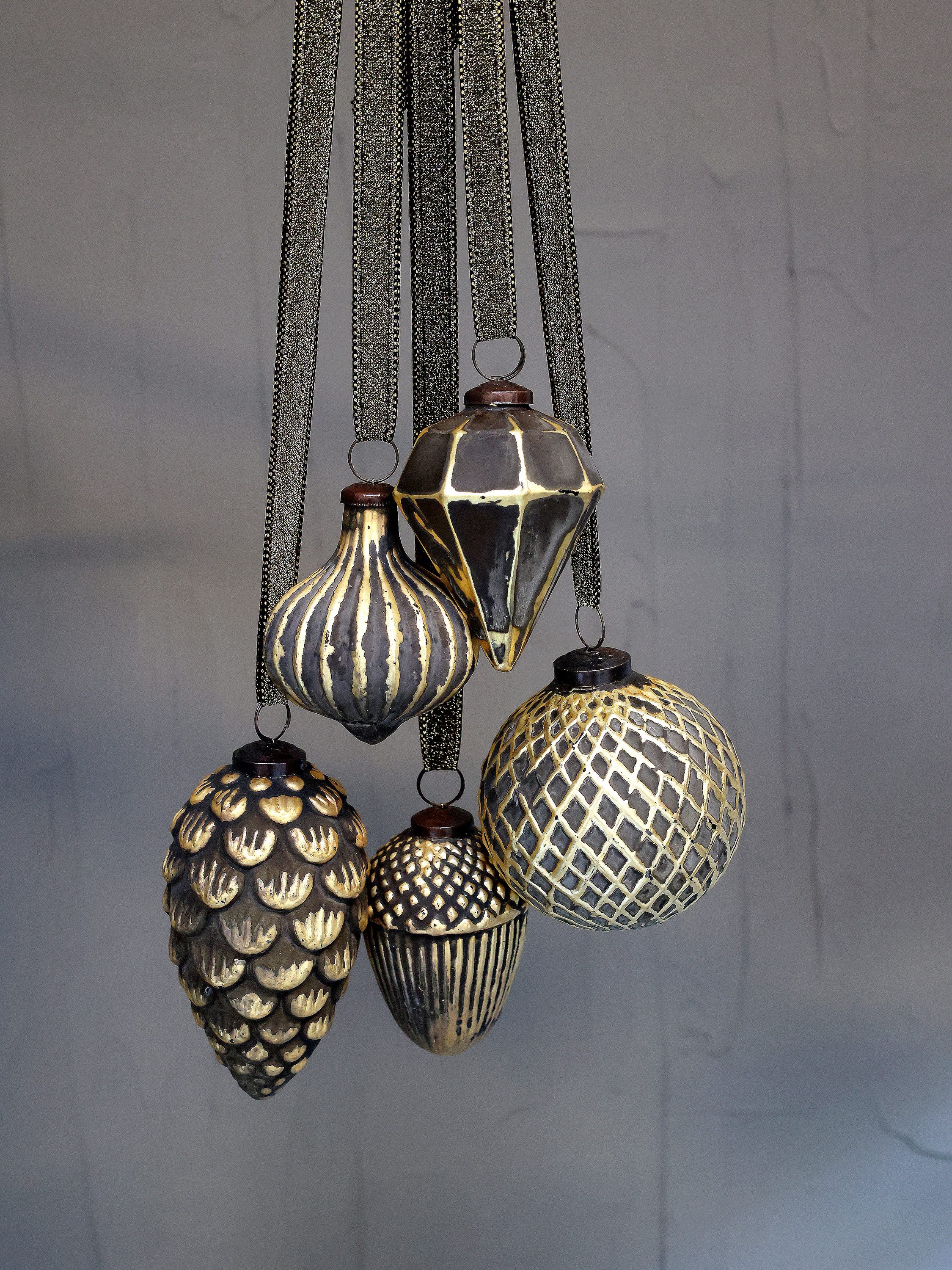 Chic Antique Christbaumschmuck Weihnachtsanhänger Glas Antikmokka oder Moos- Christbaumschmuck, Hochwertig, Glas, kombinierbar.
