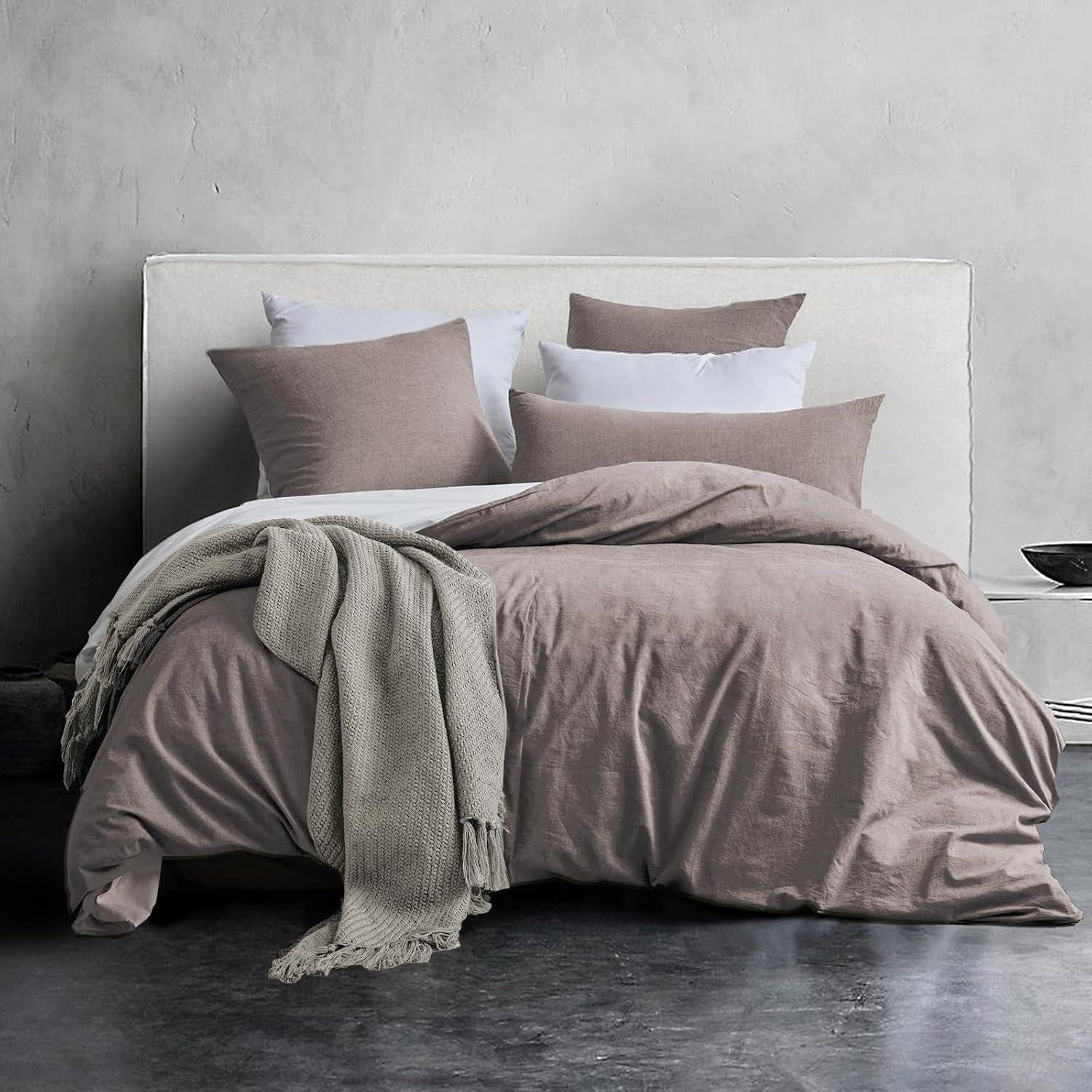 LuxusKollektion Bettwäsche Bettwäsche 220x240 Kaffee Dunkel 3tlg. 220*240cm, 2x 80*80cm