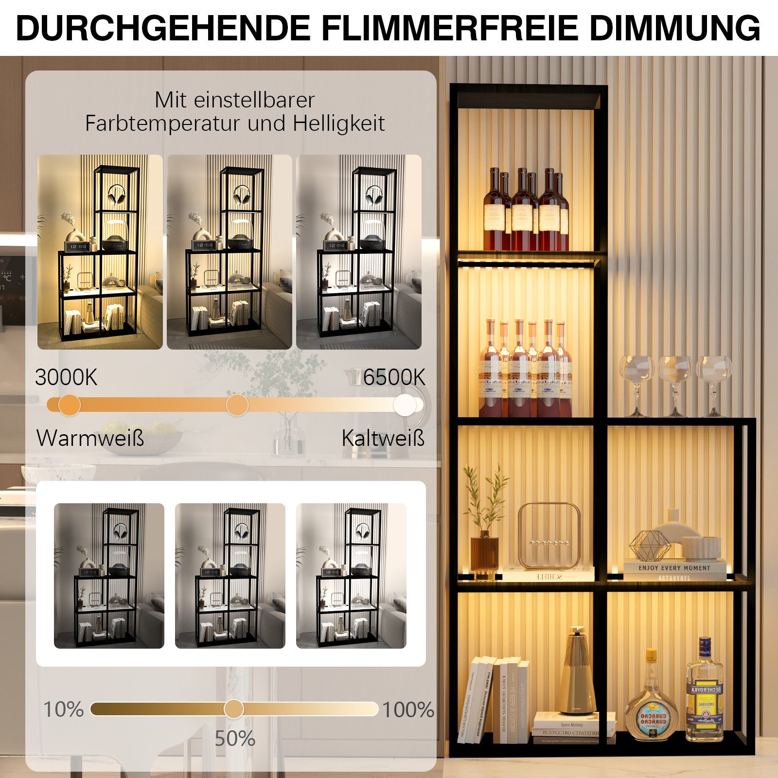 XERSEK Eckregal LED Standregal Bücherregal Vitrine günstig online kaufen