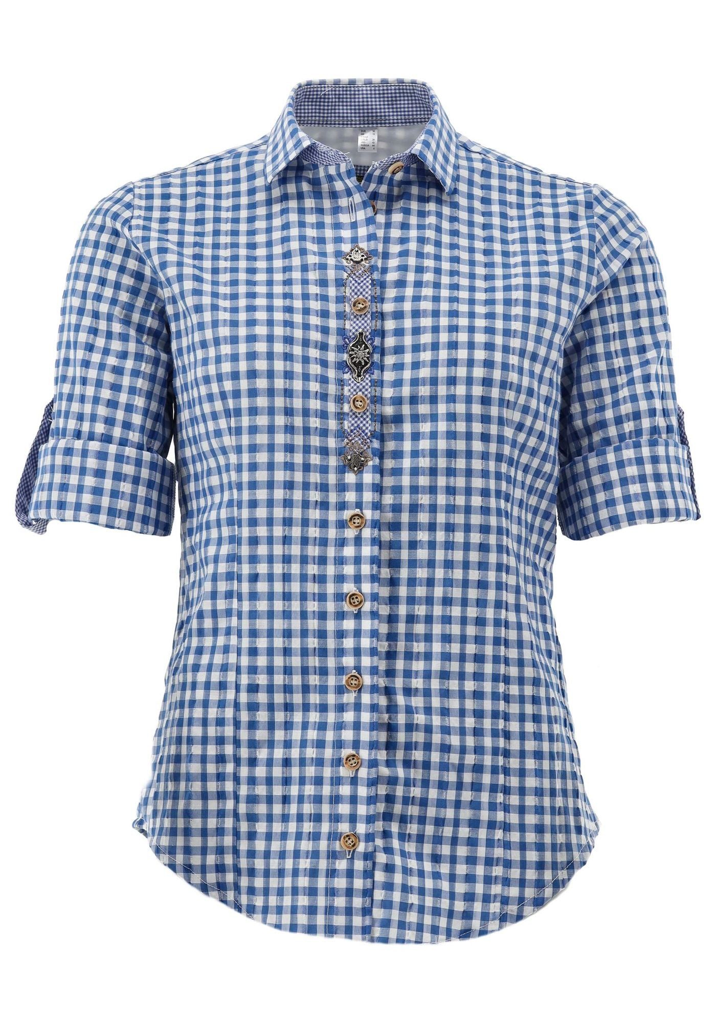 OS Trachten Trachtenbluse Micoya Tailliert, Haifischkragen, 3 Ziermetalle u günstig online kaufen