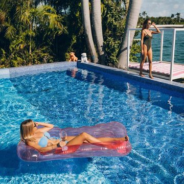 Misomo Badeinsel Große Luftmatratze inkl. Getränkehalter, Badeinsel, Miami Beach Style, Integrierter Getränkehalter