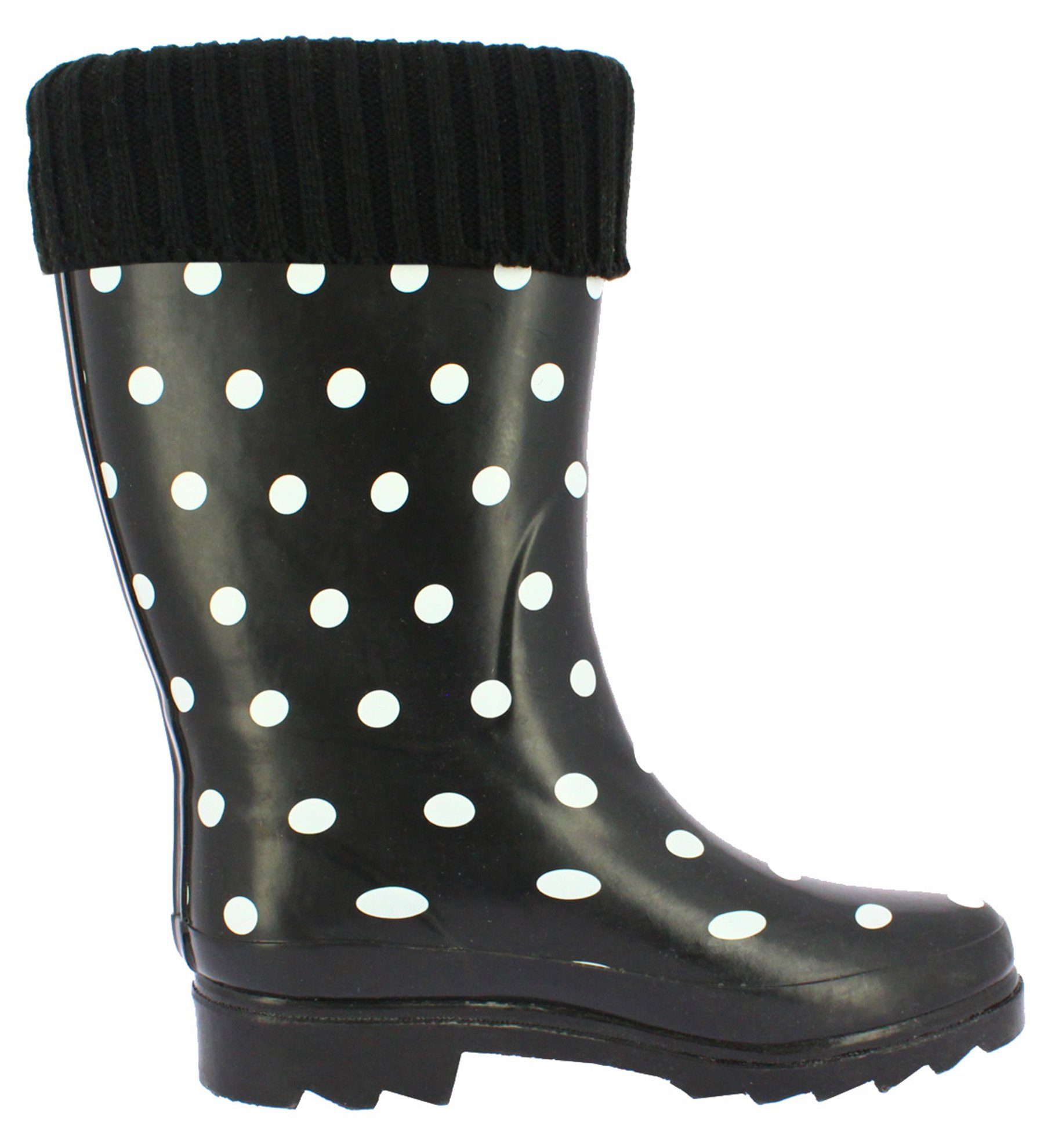 (für Beck Gummistiefel Füße Nässe warme bei Dots Damen Strickkragen Gummistiefel Kälte) mit modischem mit Warmfutter, wasserdicht, und