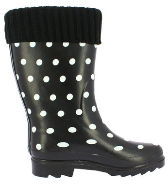 Beck Damen Gummistiefel Dots mit Warmfutter, Gummistiefel (für warme Füße bei Nässe und Kälte) wasserdicht, mit modischem Strickkragen