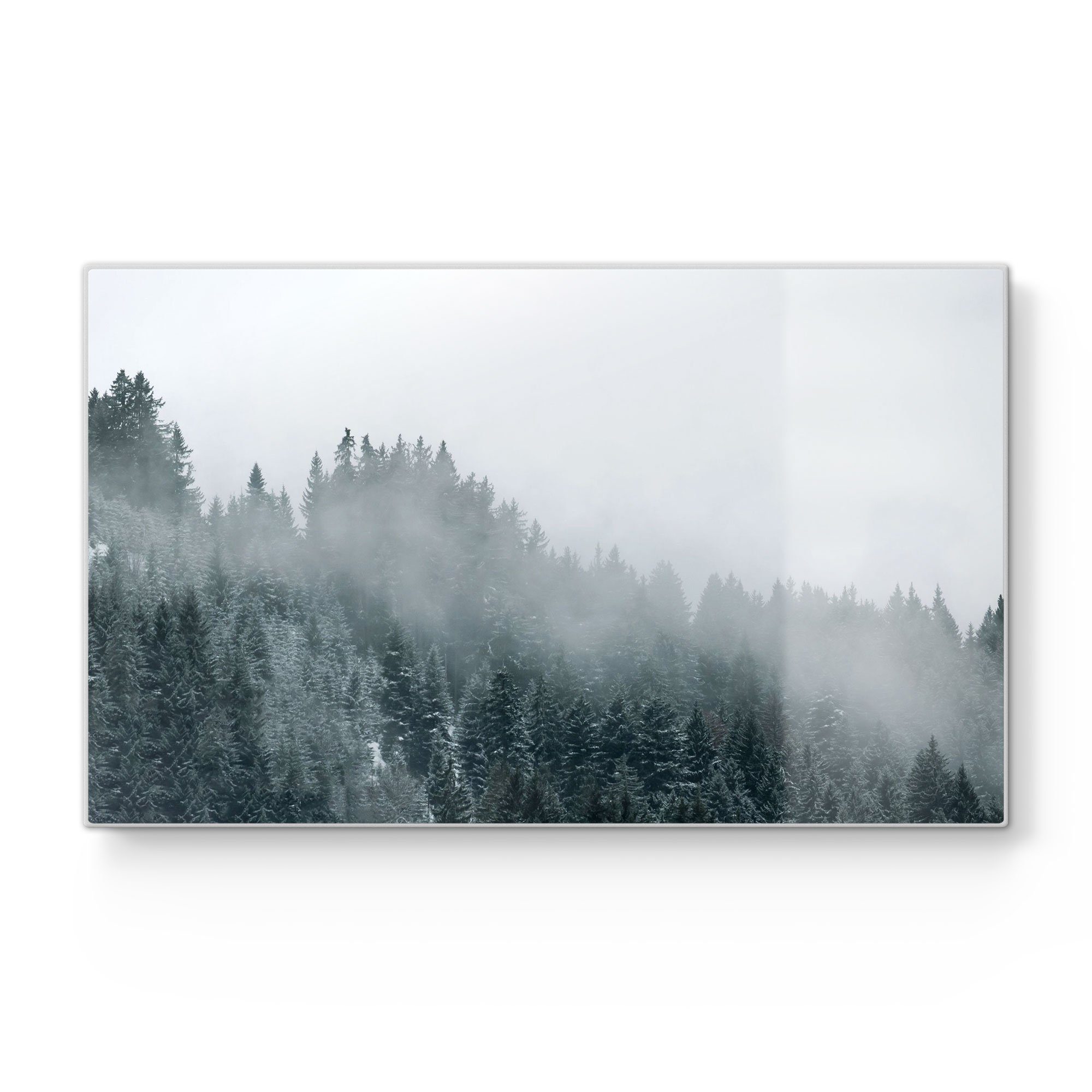 DEQORI Schneidebrett 'Nebel über Glas, Frühstücksbrett Schneideplatte Baumwipfeln', Platte