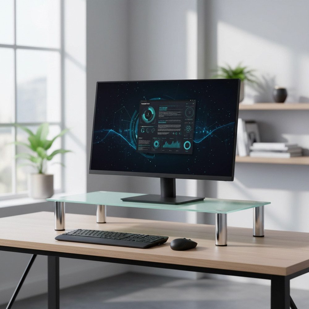 Melko TV-Rack Bildschirmerhöhung Schreibtischaufsatz Glasaufsatz Monitoraufsatz (Stück), Robust und stabil