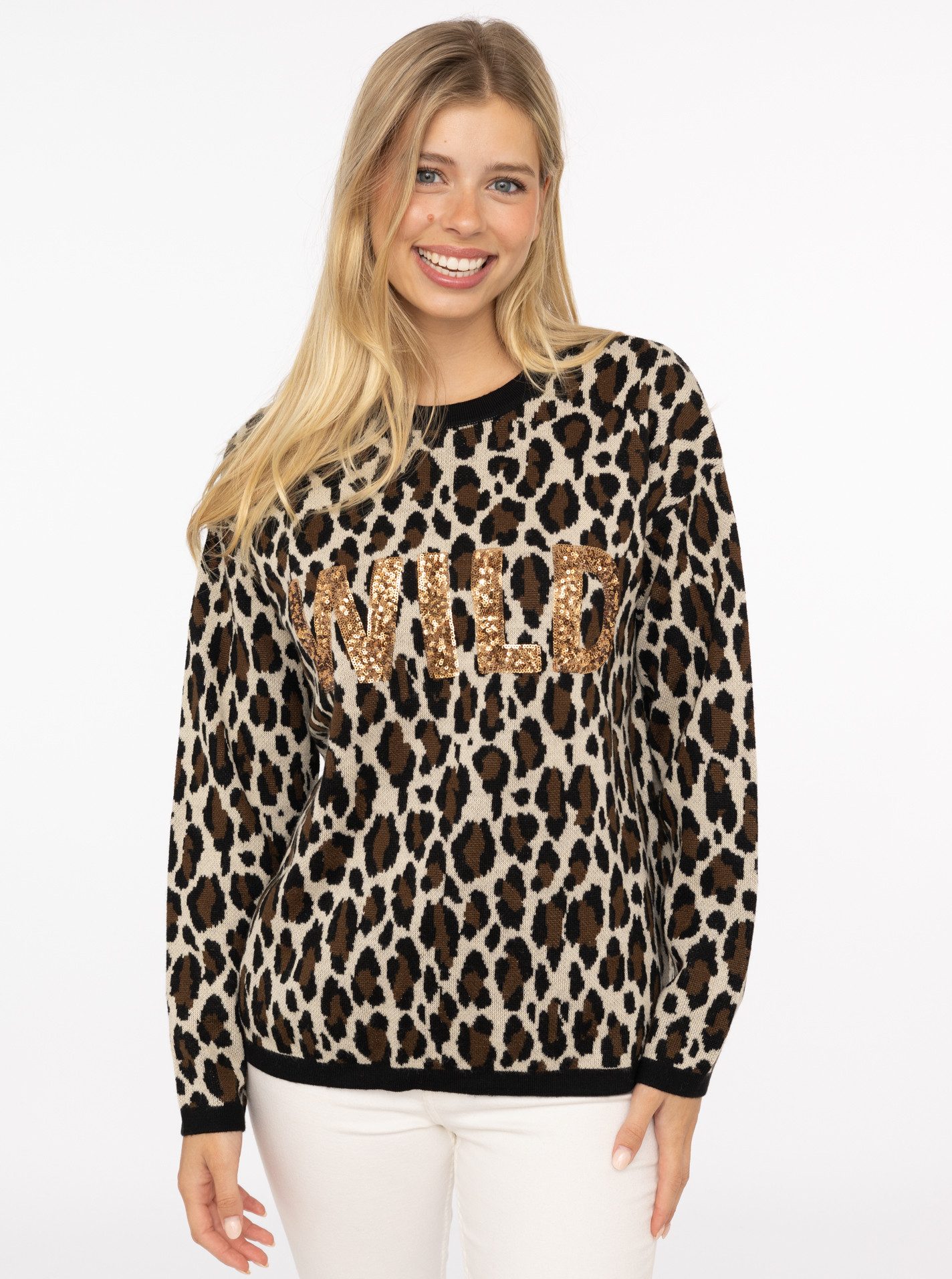 Zwillingsherz Strickpullover "Wild" Rundhals Ausschnitt, Pailletten günstig online kaufen