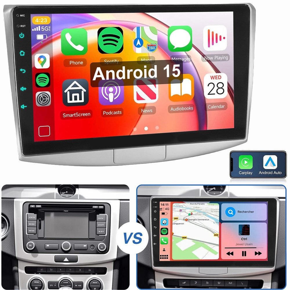 ESSGOO Für VW Passat B7 CC 2010-2015 Carplay Autoradio Android 15 Autoradio (RDS, FM, GPS Navi WIFI Mirror Link SWC RDS)