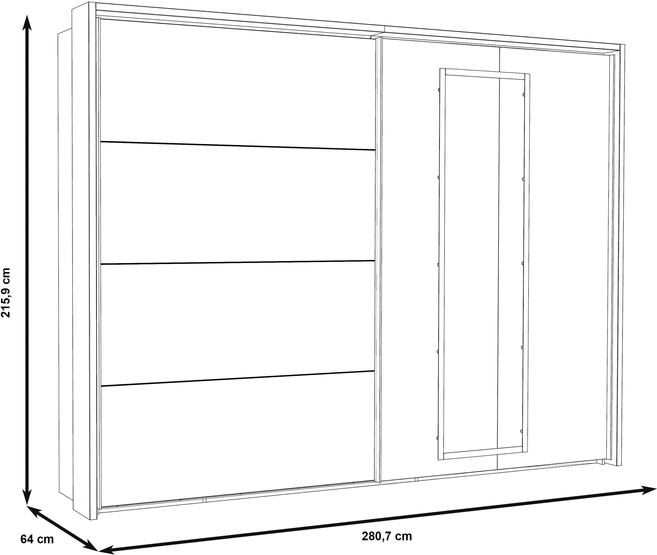FORTE Schwebetürenschrank Sirius Crown mit LED-Beleuchtung