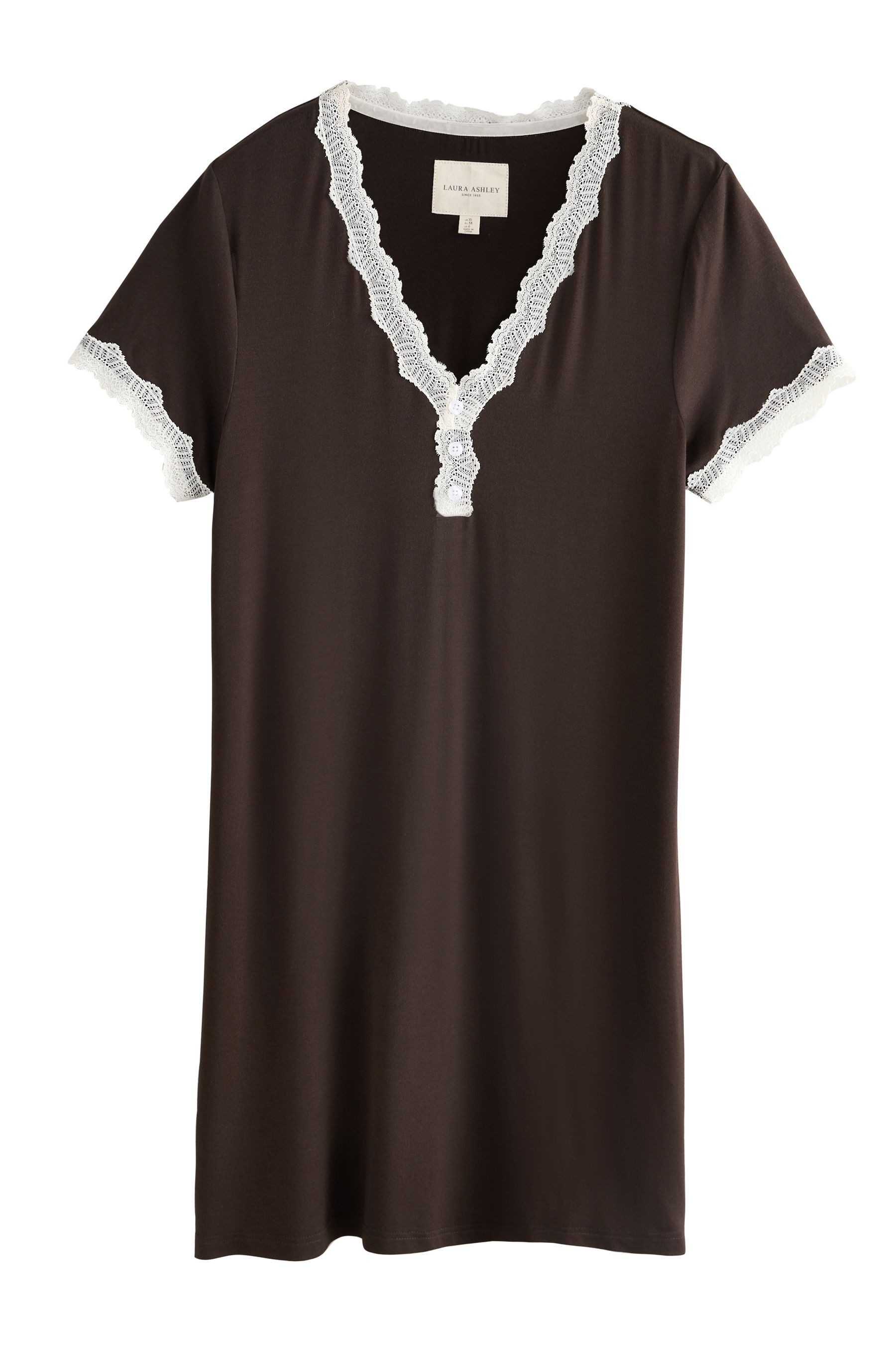 LAURA ASHLEY Nachthemd Laura Ashley Modal-Nachthemd mit Spitzenbesatz (1-tl günstig online kaufen