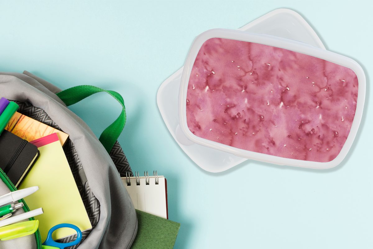 Brotbox Jungs Lunchbox und für Mädchen Kinder Rosa, und Brotdose, Erwachsene, MuchoWow weiß (2-tlg), für Aquarell - Kunststoff, Muster -