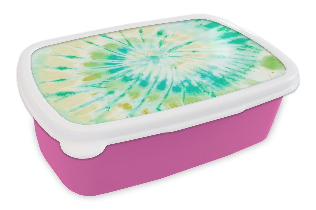 Brotbox Muster MuchoWow (2-tlg), - Brotdose Krawattenfärbung Spirale, Snackbox, Kunststoff Erwachsene, Lunchbox Kunststoff, rosa Mädchen, - für Kinder,