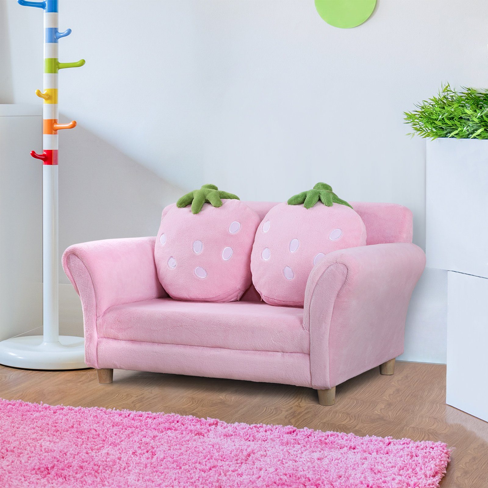 HOMCOM Sofa Kinder Erdbeersofa