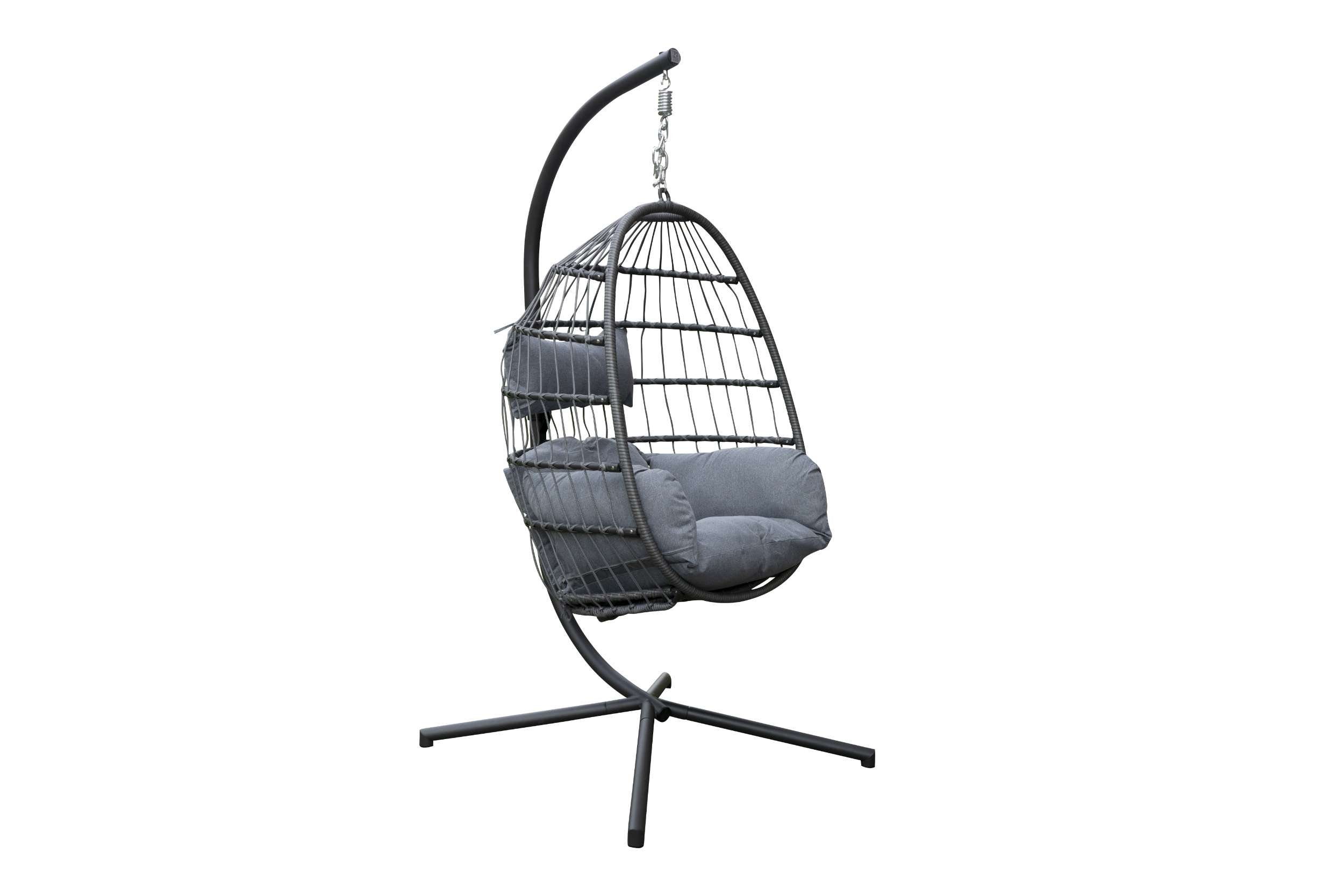 LC Garden Hängesessel Sunai Bequemer Hängekorb Sessel Rattan Hängesessel Indoor und Outdoor, Verstellbar & Faltbar, Mehrere Sitzkissen, UV Resistent