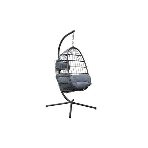 LC Garden Hängesessel Sunai Bequemer Hängekorb Sessel Rattan Hängesessel Indoor und Outdoor, Verstellbar & Faltbar, Mehrere Sitzkissen, UV Resistent