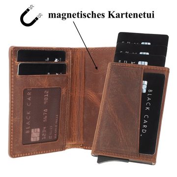 Solo Pelle Geldbörse Geldbörse abnehmbarem Kartenetui + Geldscheine und XL-Münzfach, Echt Leder, Made in Europe in elegantem Design mit RFID Schutz