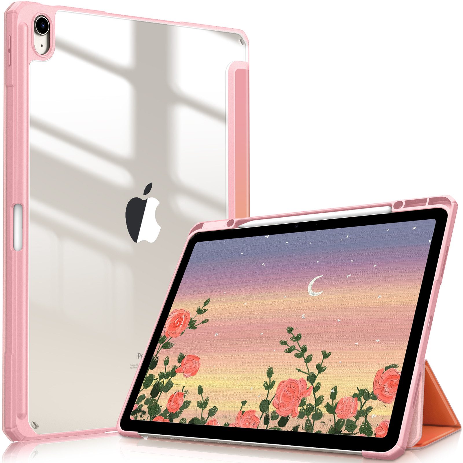 Fintie Tablet-Hülle für iPad Air 13 Zoll M4/M3/M2 (2026/2025/2024) mit Stifthalter, Stoßfeste Hybrid Case mit transparenter Hartschale auf der Rückseite