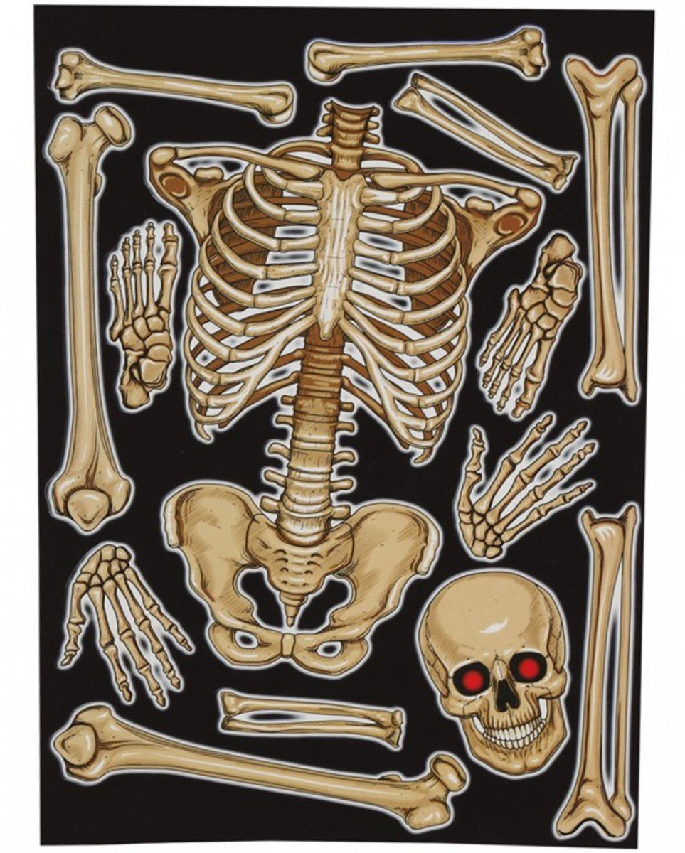 Horror-Shop Dekorationsfolie Skelett Fenster Dekoration für Halloween 30x40 cm