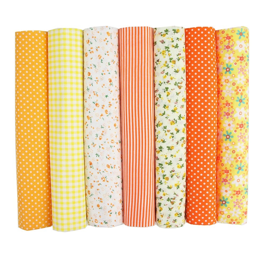 Diwzbyn Stoff 7-teiliges Fat-Quarter-Stoffpaket, 50 x 50 cm vorgeschnittene, Baumwollstoffe für Quilten, Nähen, Patchwork und DIY-Bastelprojekte